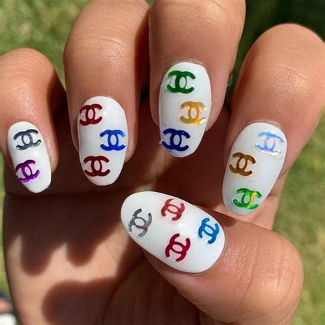 chanel drip nail decals|Chanel nail art.